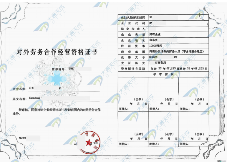 對(duì)外勞務(wù)合作經(jīng)營(yíng)資格證書辦理案例